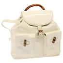 GUCCI Bamboo Backpack Patent leather White 003 2058 0016 5 Auth 75834 - Gucci