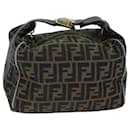 Bolso de mano de lona Zucca FENDI negro y marrón Auth fm3460 - Fendi