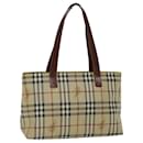 BURBERRY Nova Check Tote Bag PVC Leather Beige Auth ep4423 - Burberry