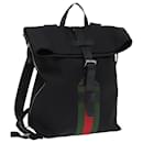 GUCCI Web Sherry Line Backpack Canvas Leather Black Red 337075 Auth bs14560 - Gucci