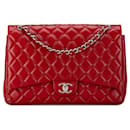 Borsa a spalla Red Chanel Maxi Classic Caviar Double Flap