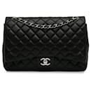 Black Chanel Maxi Classic Lambskin Double Flap Shoulder Bag