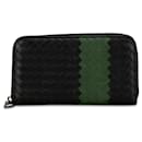 Black Bottega Veneta Intrecciato Zip Around Long Wallet