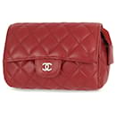 Red Chanel CC Quilted Lambskin Pouch