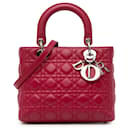 Sac à main Lady Dior Cannage en cuir d'agneau moyen rouge