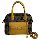 Fendi Zucca FF Pattern Canvas Epi Leather Handbag Shoulder Bag Canvas Shoulder Bag 0914451204 in Great Condition