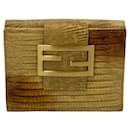 Fendi FF Zucca Logo Mini Wallet Leather Short Wallet 60918 in Very Good Condition