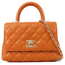 Chanel Orange Extra Mini Caviar Coco Top Handle