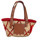 Panier tote en raphia brodé d'animaux LOEWE marron petit - Loewe