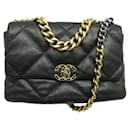 NEUF SAC A MAIN CHANEL GRAND 19 AS1161 EN CUIR NOIR BANDOULIERE BAG PURSE - Chanel