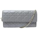 HANDTASCHE CHRISTIAN DIOR POCHETTE LADY WOC CANNAGE SILBER LEDER - Christian Dior