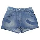 NINE CHANEL LOGO CC BLUE DENIM SHORTS P55909V42309 SIZE 38 M NEW JEAN SHORTS - Chanel