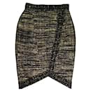 NINE CHANEL SKIRT P61803V47000 38 M EGYPT COLLECTION BLACK AND GOLD TWEED - Chanel