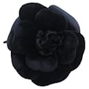 BROCHE VINTAGE NUEVO CHANEL CAMELIA VELVET NEGRO + CAJA - Chanel