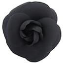 VINTAGE NEUF BROCHE CHANEL CAMELIA TOILE NOIRE + BOITE BLACK CANVAS BROOCH - Chanel