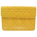 NEUF SAC A MAIN CHRISTIAN DIOR POCHETTE LADY EN CUIR CANNAGE JAUNE NEW POUCH BAG - Christian Dior