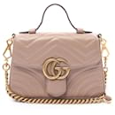 Bolsa de mão de couro Gucci GG Marmont Mini Top Handle 547260 em muito bom estado