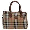 Burberrys Nova Check Hand Bag Canvas Beige Auth bs14956 - Autre Marque