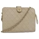 CHANEL Matelasse Chain Shoulder Bag Lamb Skin Beige CC Auth bs14983 - Chanel