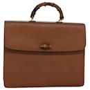 GUCCI Bamboo Hand Bag Leather Brown 015 1046 3304 Auth bs15121 - Gucci