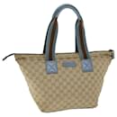 GUCCI GG Canvas Sherry Line Tote Bag Beige Hellblau Braun 131230 Auth ep4402 - Gucci