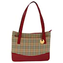 Sac fourre-tout Burberry Nova Check en toile et cuir beige rouge Auth 77506