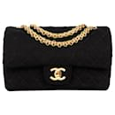 Borsa piccola a doppio flap in cotone trapuntato Chanel in oro 24K