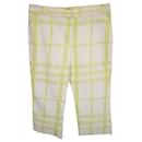 Burberry Checked Capri Pants in White and Green Cotton