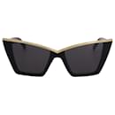 Saint Laurent SL 570 Cat-Eye Gold Detail Sunglasses in Black Acetate