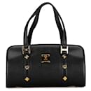 MCM Black Leather Studded Barrel Handbag