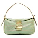 Bolso de hombro Fendi Zucchino verde con cristal de doble solapa