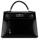 Hermès Kelly Sellier 32 en veau noir