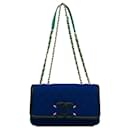 Chanel Azul Pequeno Jersey CC Filigrana Flap