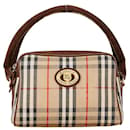 Burberry Nova Check Shadow Horse Canvas Suede Handbag in Very Good Condition