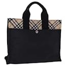 BURBERRY Nova Check Blue Label Hand Bag Nylon Beige Black Auth mr258 - Burberry