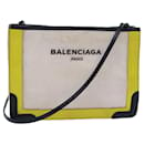 Bolsa de Ombro Pochette Navy BALENCIAGA em Lona Branca 339937 Auth 78460 - Balenciaga