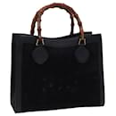 Bolsa Tote de Camurça GUCCI Bamboo Navy 002 0260 2615 Auth 77479 - Gucci