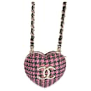 Gold Plated Chanel 2022 Tweed Heart Locket Necklace