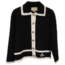 Gucci Double G Piqué Cardigan Jacket in Navy Blue Wool 