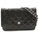 Chanel Matelasse Striated Patent Chain Wallet Leather Shoulder Bag in Great Condition