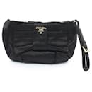 Prada Ribbon Motif Pouch Canvas Clutch Bag 1N1422 in Great Condition