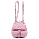 Mochila de cordão pequena em caviar matelassado rosa da Chanel com bolsos Duma