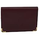 CARTIER Card Case Leather Wine Red Auth 78617 - Cartier