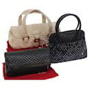 BALLY Hand Bag Leather 3Set Black Beige Brown Auth mr144 - Bally