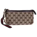 GUCCI GG Canvas Web Sherry Line Pouch Beige Red Green 152507 Auth 77633 - Gucci