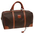 CELINE Macadam Canvas Boston Bag PVC Leather Brown Auth 78834 - Céline