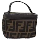 FENDI Zucca Canvas Vanity Pouch Brown Black Auth 78406 - Fendi