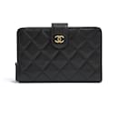 Chanel Portefeuille Compact Classique CC Black Leather Wallet in box