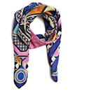 Foulard Quadrato Hermès 90 Tour du Monde in 63 case2018 Foulard Carre blu rosa seta