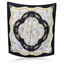 Hermes White Jacquard Silk Scarf La Cle Des Champs 1965 Faconnet - Hermès